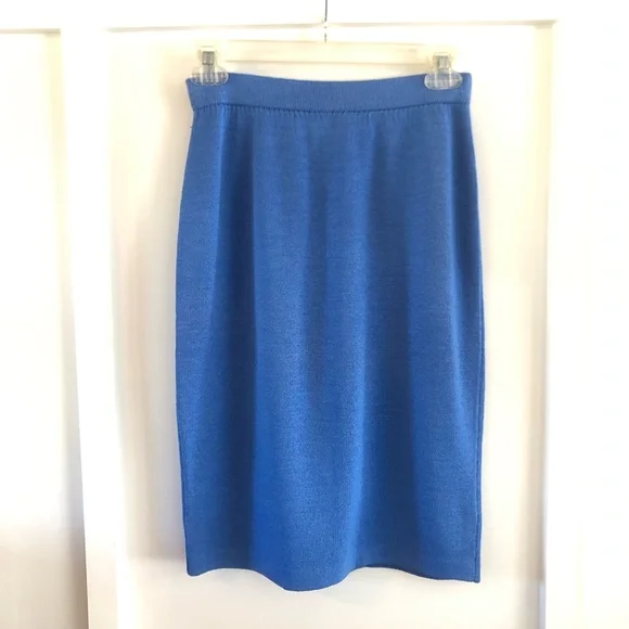 St. John Knit Blue Pencil Skirt Evening Collection Size 2 - Picture 6 of 9